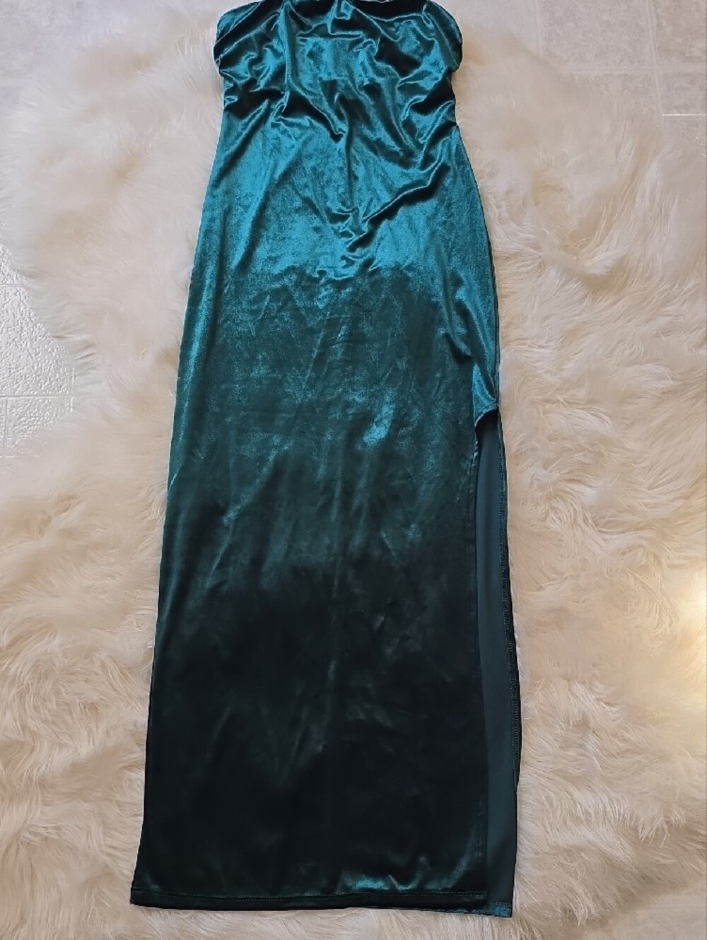Gianni Bini Emerald Green Velvet Strapless Maxi Dress SIZE XS NWT